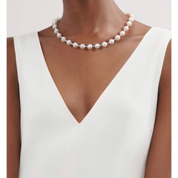 $4,000++ Tiffany & Co. Tiffany HardWear Freshwater Pearl Silver Necklace 16" - Picture 7 of 7